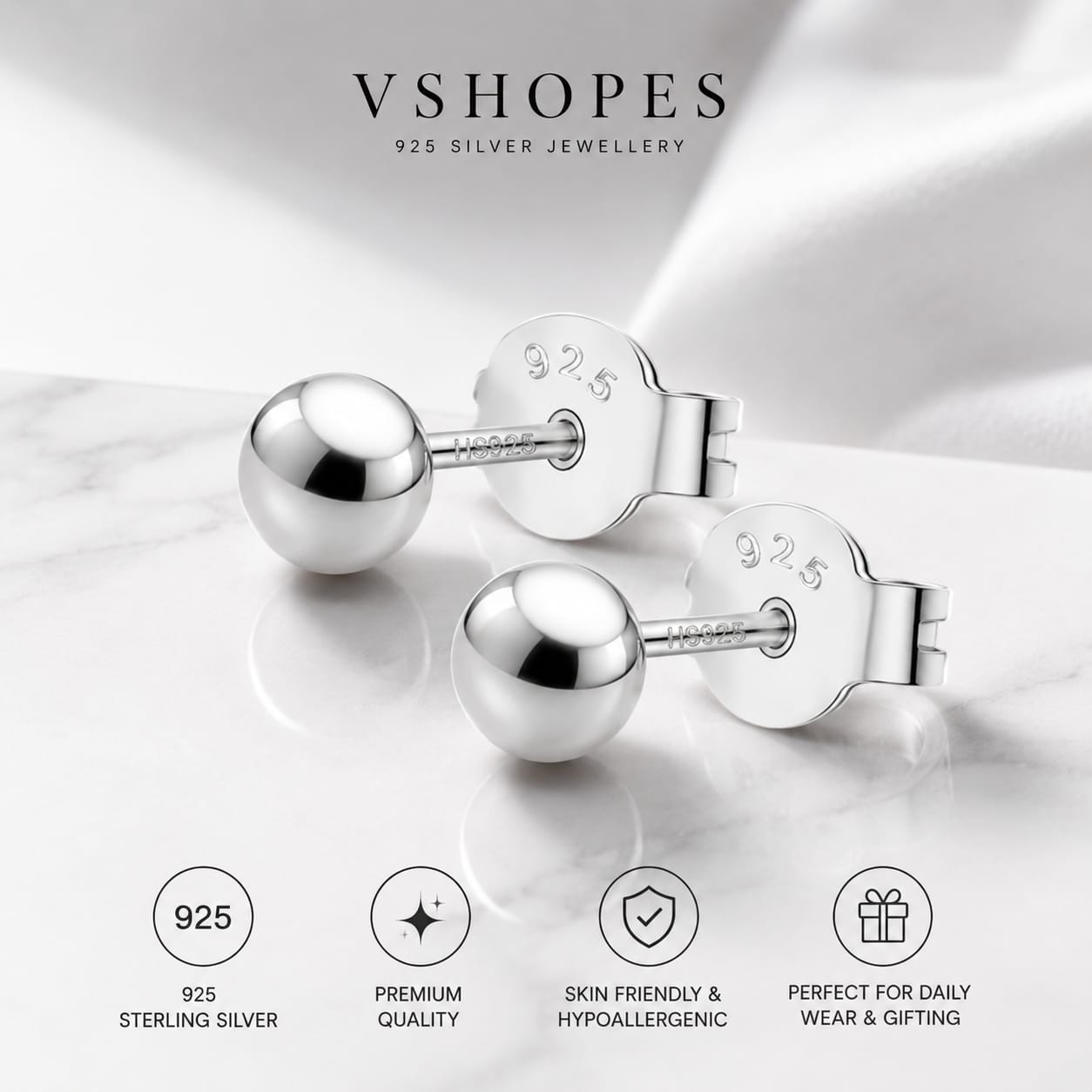 925 silver studs for daily use waterproof all time