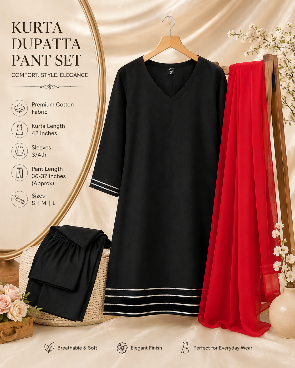 plazo pant set with dupatta