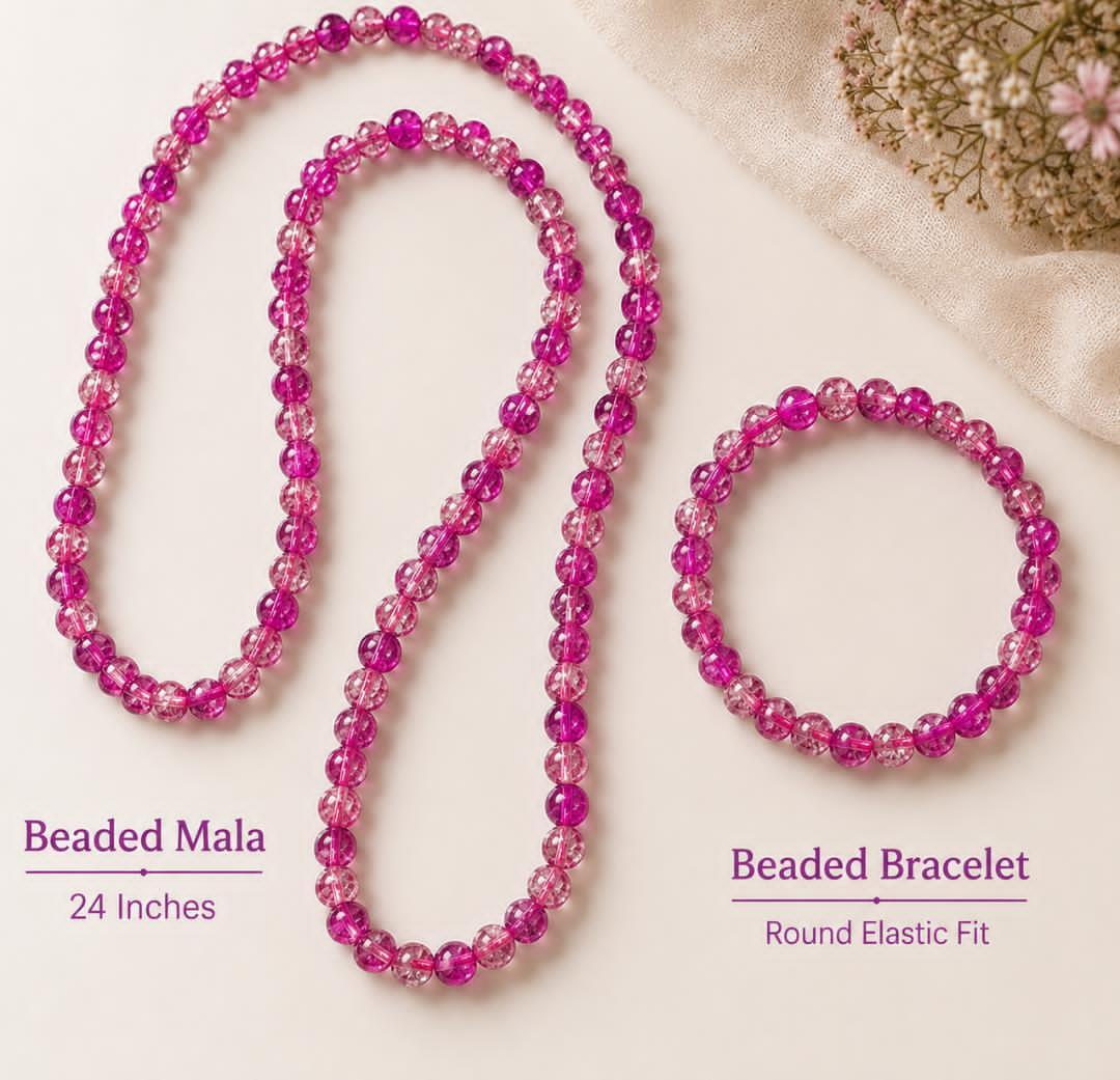 Natural crystal bead maala and bracelate