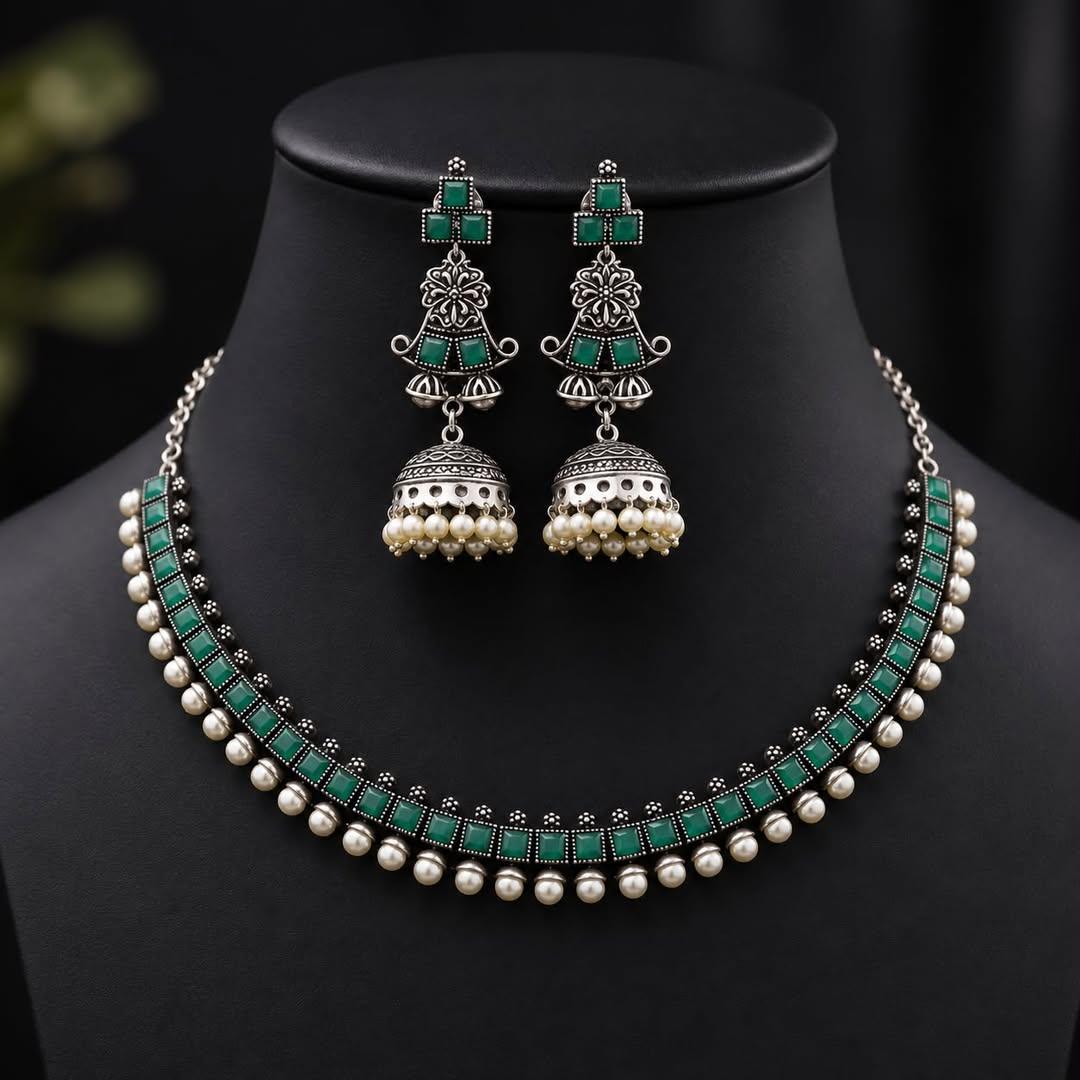 Name : Diva Elegant Jewellery Sets  Base Metal : Brass  Plating : Brass Plated  Stone Type : No Stone  Sizing : Adjustable  Type : Necklace and Earrings  Net Quantity (N) : 1