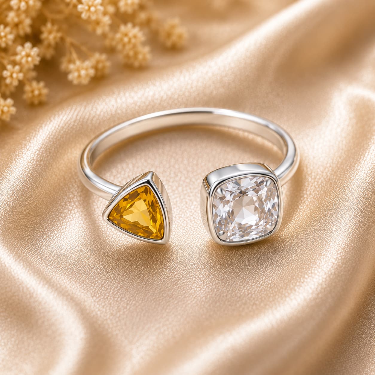 White mattle ring silver plated , high quality premium product with zironia