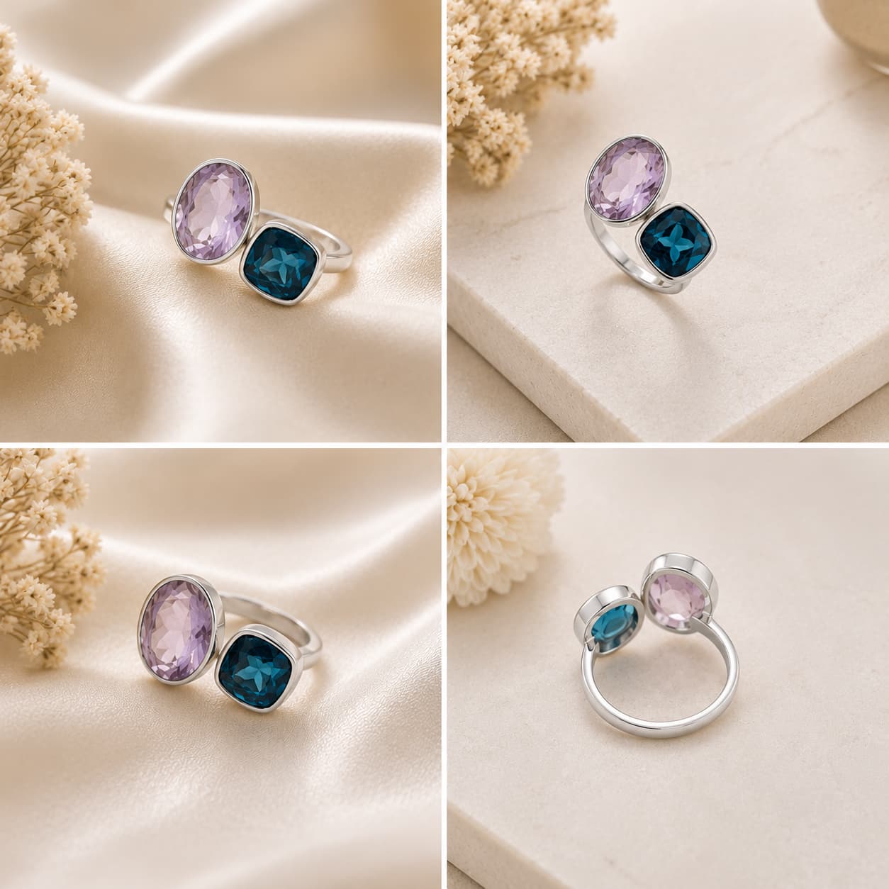 Premium high quality silver plated ring with zriconia stones